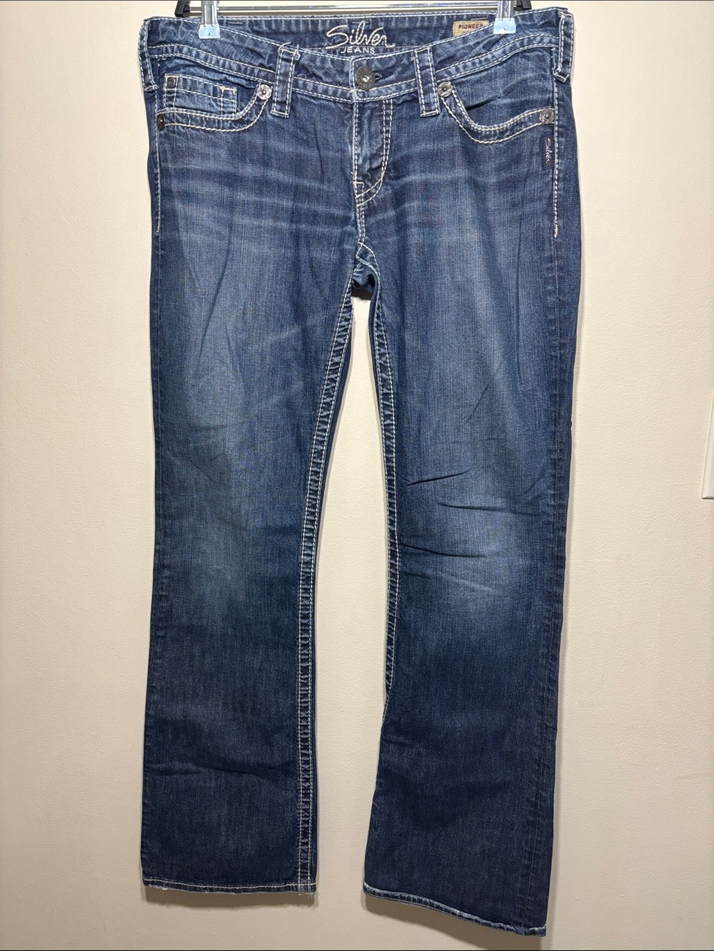 Silver Jeans Pioneer Bootcut Jeans - Dark Wash Blue